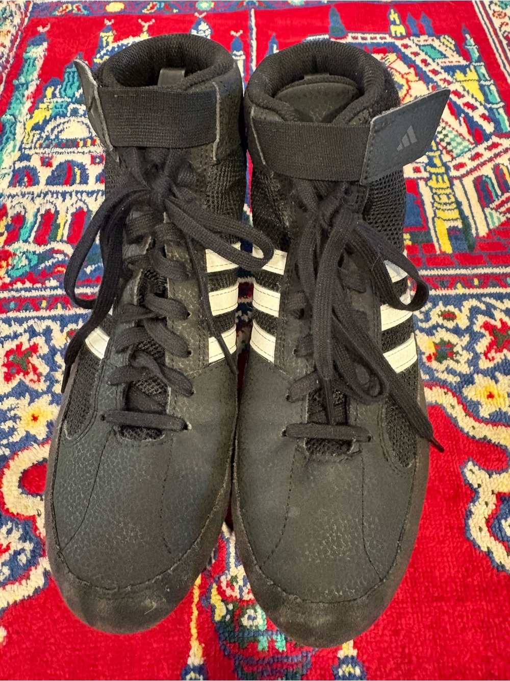 adidas Kids Black High-Top Wrestling Shoes w